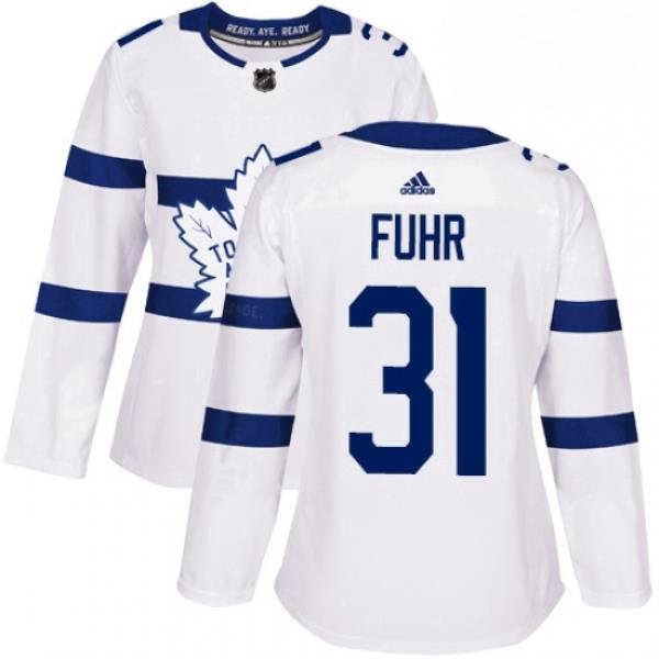 Womens Adidas Toronto Maple Leafs 31 Grant Fuhr Authentic White 2018 Stadium Series NHL Jersey