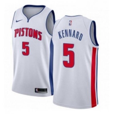 Youth Nike Detroit Pistons 5 Luke Kennard Authentic White Home NBA Jersey Association Edition