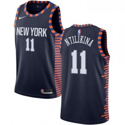 Youth Nike New York Knicks 11 Frank Ntilikina Swingman Navy Blue NBA Jersey 2018 19 City Edition