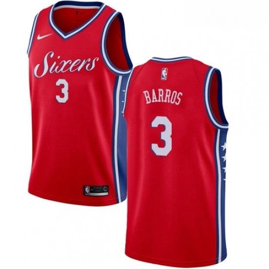 Mens Nike Philadelphia 76ers 3 Dana Barros Swingman Red Alternate NBA Jersey Statement Edition