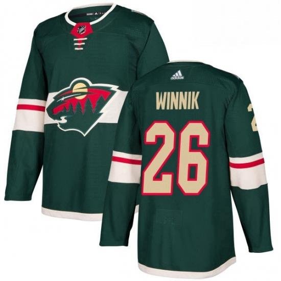 Mens Adidas Minnesota Wild 26 Daniel Winnik Authentic Green Home NHL Jersey