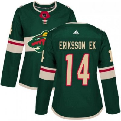 Womens Adidas Minnesota Wild 14 Joel Eriksson Ek Authentic Green Home NHL Jersey