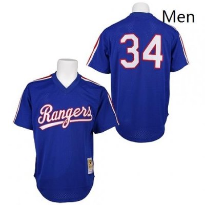 Mens Mitchell and Ness 1989 Texas Rangers 34 Nolan Ryan Authentic Royal Blue Throwback MLB Jersey