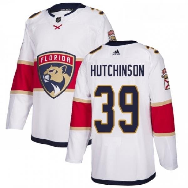 Youth Adidas Florida Panthers 39 Michael Hutchinson Authentic White Away NHL Jersey