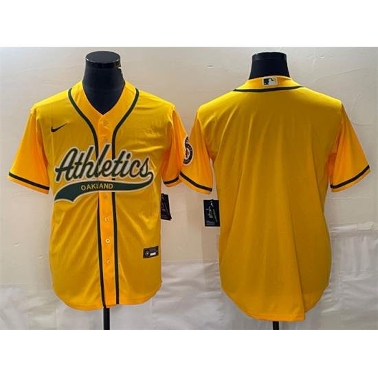 Men Oakland Athletics Blank Yellow Cool Base Stitched Baseball Jersey