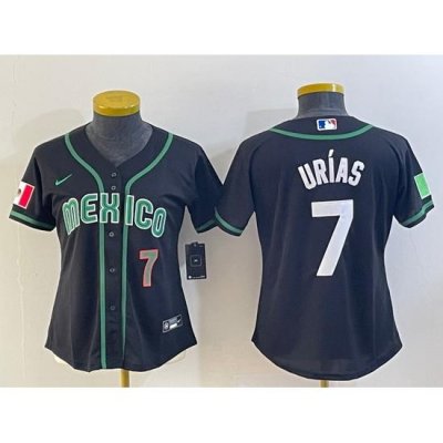 Women's Mexico Baseball #7 Julio Urias Number 2023 Black World Classic Stitched Jersey3