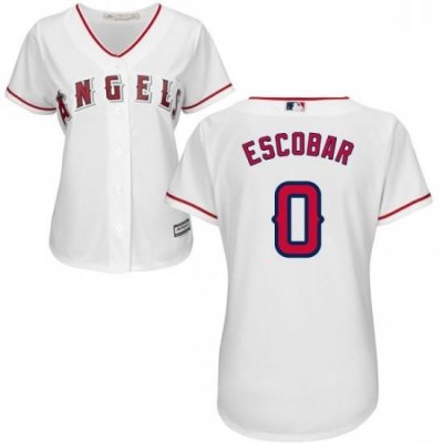 Womens Majestic Los Angeles Angels of Anaheim 0 Yunel Escobar Authentic White Home Cool Base MLB Jersey