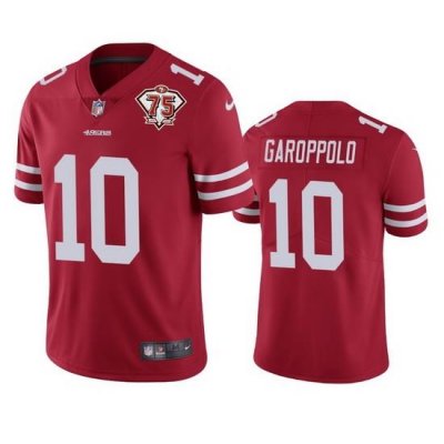 Nike San Francisco 49ers 10 Jimmy Garoppolo Red Men 75th Anniversary Stitched NFL Vapor Untouchable Limited Jersey