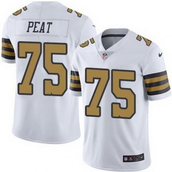 Nike Saints #75 Andrus Peat White Mens Stitched NFL Limited Rush Jersey