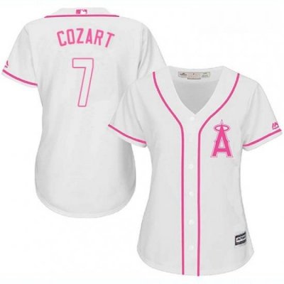 Womens Majestic Los Angeles Angels of Anaheim 7 Zack Cozart Authentic White Fashion Cool Base MLB Jersey