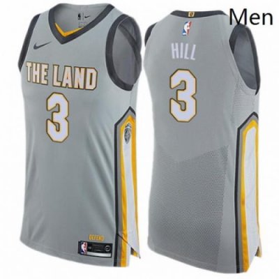 Mens Nike Cleveland Cavaliers 3 George Hill Authentic Gray NBA Jersey City Edition