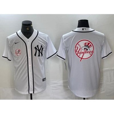 Men NeW York Yankees White Team Big Logo Cool Base Stitched Baseball Jersey 52