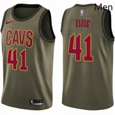 Mens Nike Cleveland Cavaliers 41 Ante Zizic Swingman Green Salute to Service NBA Jersey