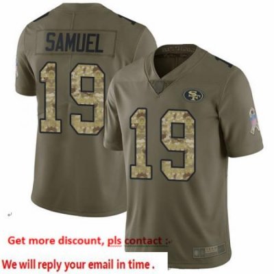 49ers 19 Deebo Samuel Olive Camo Men Stitched Football Limited 2017 Salute To Service Jersey