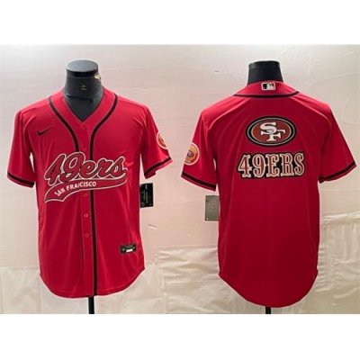 Men San Francisco 49ers Red Team Big Logo With Patch Cool Base Stitched Baseball Jerseys