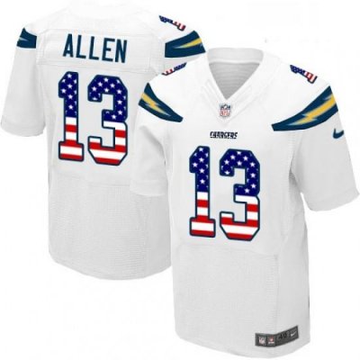 Men Nike Los Angeles Chargers 13 Keenan Allen Elite White Road USA Flag Fashion NFL Jersey