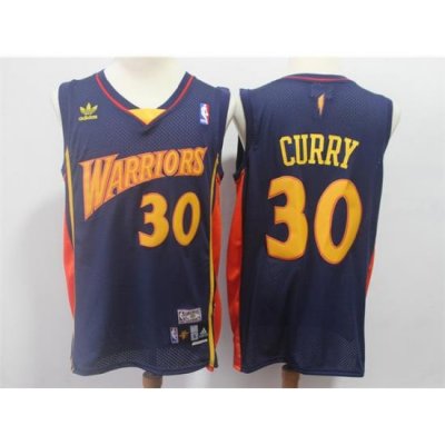 Men Golden State Warriors #30 Stephen Curry Throwback Navy Hardwood Classics Jersey