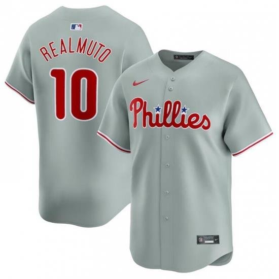 Men Philadelphia Phillies 10 J T  Realmuto Grey AWay Limited Stitched Jersey