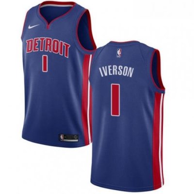 Womens Nike Detroit Pistons 1 Allen Iverson Swingman Royal Blue Road NBA Jersey Icon Edition