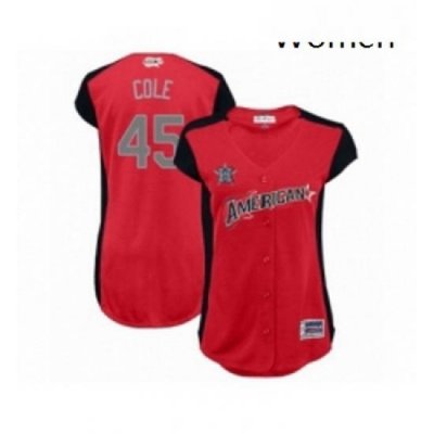 Womens Houston Astros 45 Gerrit Cole Authentic Red American League 2019 Baseball All Star Jersey