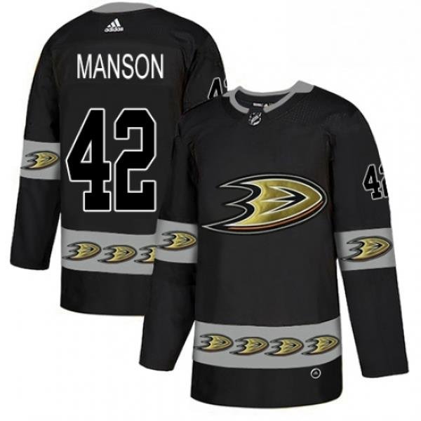 Mens Adidas Anaheim Ducks 42 Josh Manson Premier Black Team Logo Fashion NHL Jersey