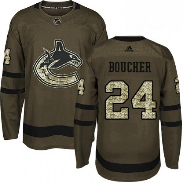 Youth Adidas Vancouver Canucks 24 Reid Boucher Premier Green Salute to Service NHL Jersey