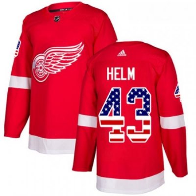 Youth Adidas Detroit Red Wings 43 Darren Helm Authentic Red USA Flag Fashion NHL Jersey