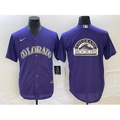 Men Colorado Rockies Purple Team Big Logo Stitched Baseball Jersey