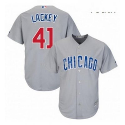 Youth Majestic Chicago Cubs 41 Steve Cishek Replica Grey Road Cool Base MLB Jersey