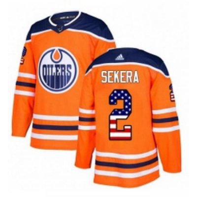 Youth Adidas Edmonton Oilers 2 Andrej Sekera Authentic Orange USA Flag Fashion NHL Jersey