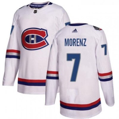 Youth Adidas Montreal Canadiens 7 Howie Morenz Authentic White 2017 100 Classic NHL Jersey