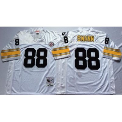 Men Pittsburgh Steelers 88 Lynn Swann White M&N Throwback Jersey