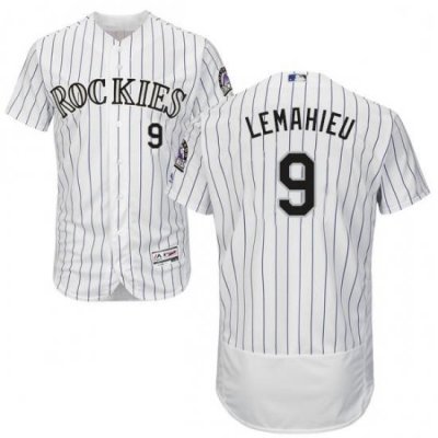 Mens Majestic Colorado Rockies 9 DJ LeMahieu White Home Flex Base Authentic Collection MLB Jersey