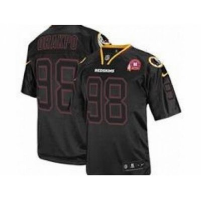 Nike Washington Redskins 98 Brian Orakpo Black Elite Lights Out 80TH Patch NFL Jersey