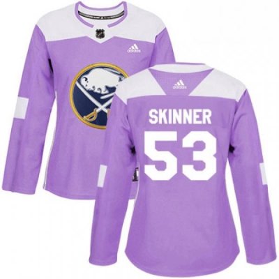 Womens Adidas Buffalo Sabres 53 Jeff Skinner Purple Authentic Fights Cancer Stitched NHL Jersey