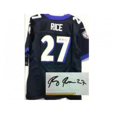 Nike Baltimore Ravens 27 Ray Rice Black Elite Signed NFL Jersey