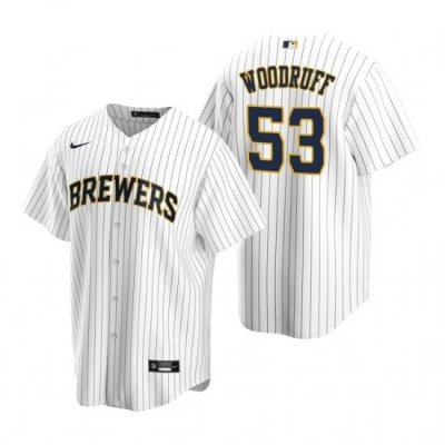 Mens Nike MilWaukee BreWers 53 Brandon Woodruff White Alternate Stitched Baseball Jersey