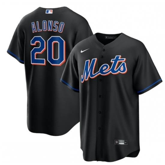 Men NeW York Mets 20 Pete Alonso 2022 Black Cool Base Stitched Baseball Jersey