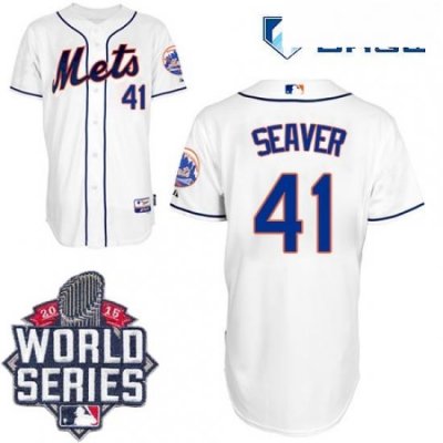 Mens Majestic New York Mets 41 Tom Seaver Authentic White Alternate Cool Base 2015 World Series MLB Jersey