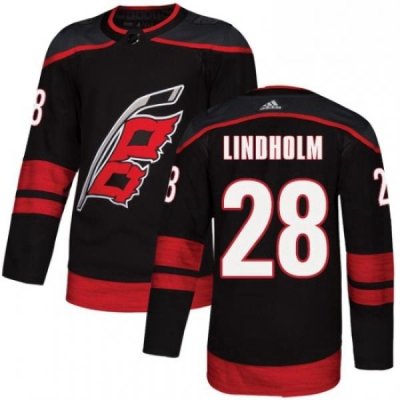 Mens Adidas Carolina Hurricanes 28 Elias Lindholm Premier Black Alternate NHL Jersey