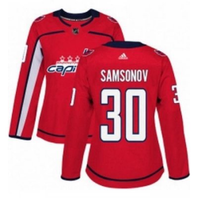 Womens Adidas Washington Capitals 30 Ilya Samsonov Premier Red Home NHL Jersey