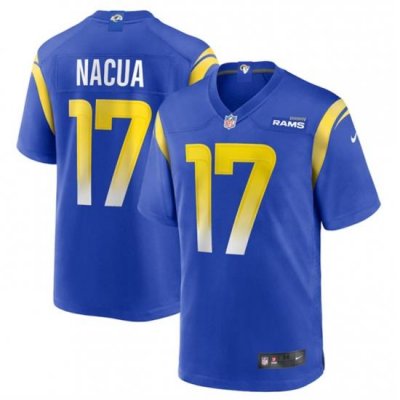 Men Los Angeles Rams 17 Puka Nacua Blue Stitched Football Game Jersey