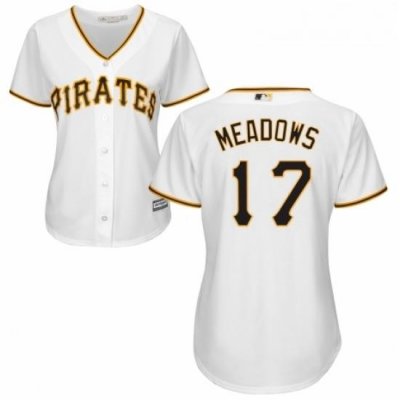 Womens Majestic Pittsburgh Pirates 17 Austin Meadows Replica White Home Cool Base MLB Jersey