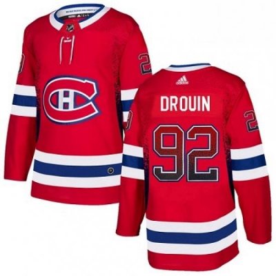 Mens Adidas Montreal Canadiens 92 Jonathan Drouin Authentic Red Drift Fashion NHL Jersey