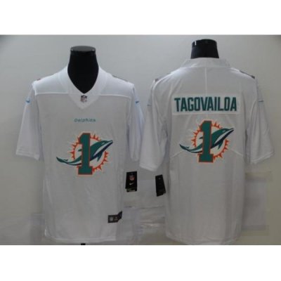 Nike Miami Dolphins 1 Tua Tagovailoa White Shadow Logo Limited Jersey