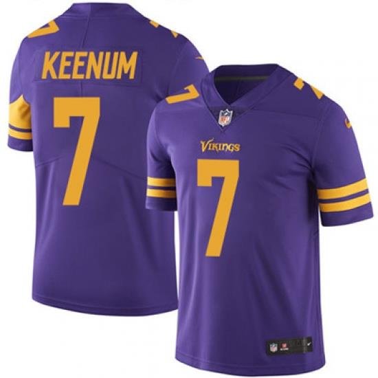 Nike Vikings #7 Case Keenum Purple Mens Stitched NFL Limited Rush Jersey