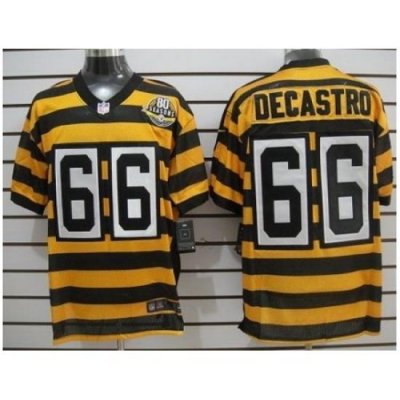 Nike Pittsburgh Steelers 66 David DeCastro Yellow Black Elite 80th Throwback NFL Jersey