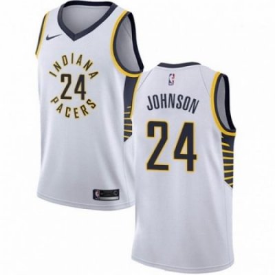 Mens Nike Indiana Pacers 24 Alize Johnson Swingman White NBA Jersey Association Edition