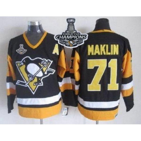 Penguins #71 Evgeni Malkin Black CCM Throwback 2017 Stanley Cup Finals Champions Stitched NHL Jersey