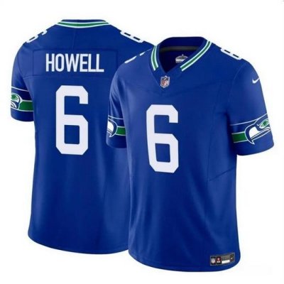 Men Seattle Seahawks 6 Sam Howell Royal 2023 F U S E  Vapor Throwback Limited Stitched Football Jersey